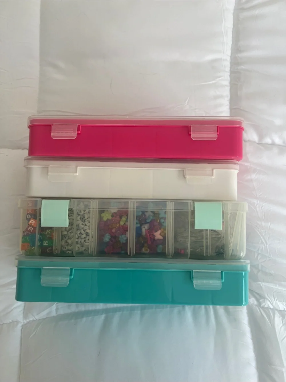Set of Four Jewelry Bead Storage Organizer with Assorted Beads/Clasps